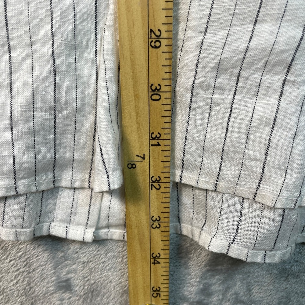 Garnet Hill Easy Linen Button Tunic Shirt Top XL White Striped‎ Lagenlook Beachy - Picture 9 of 10
